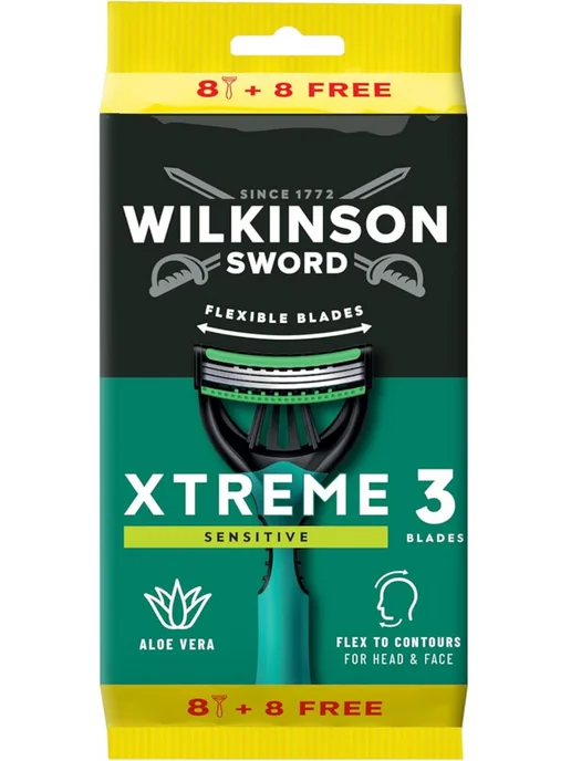 Wilkinson Sword Xtreme3 Sensitive Станок одноразовый мужской,16шт, 16 шт, фото 8