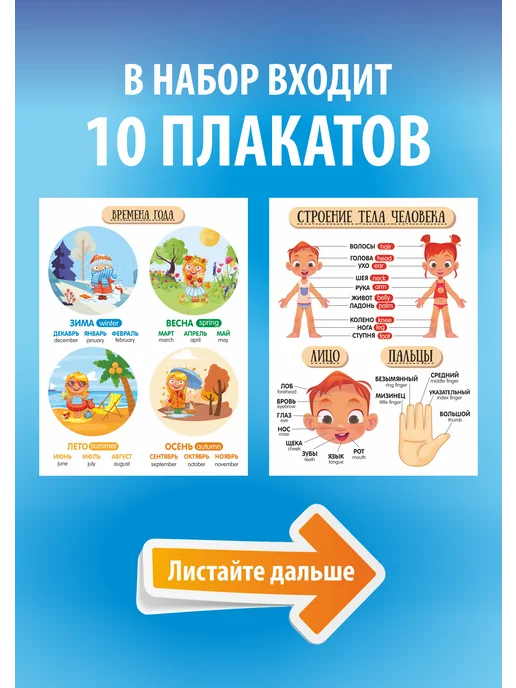 ART семейная мастерская Обучающие плакаты постеры для детей, алфавит в детский сад, белый, фото 7