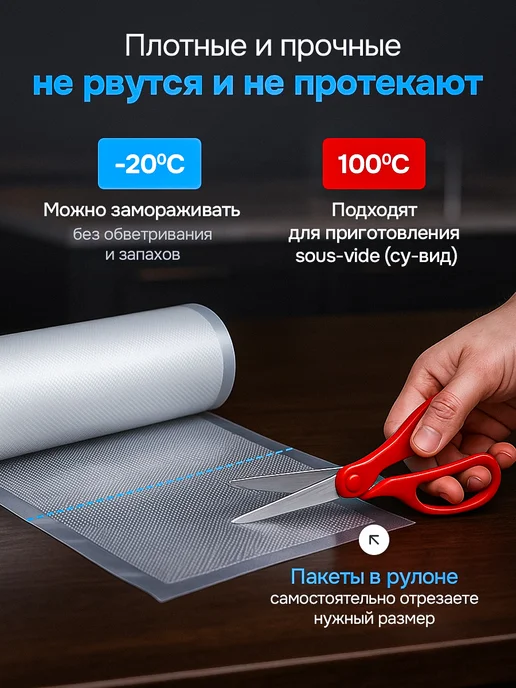 RPD Пакеты для вакууматора рифленые в рулоне, белый, фото 2