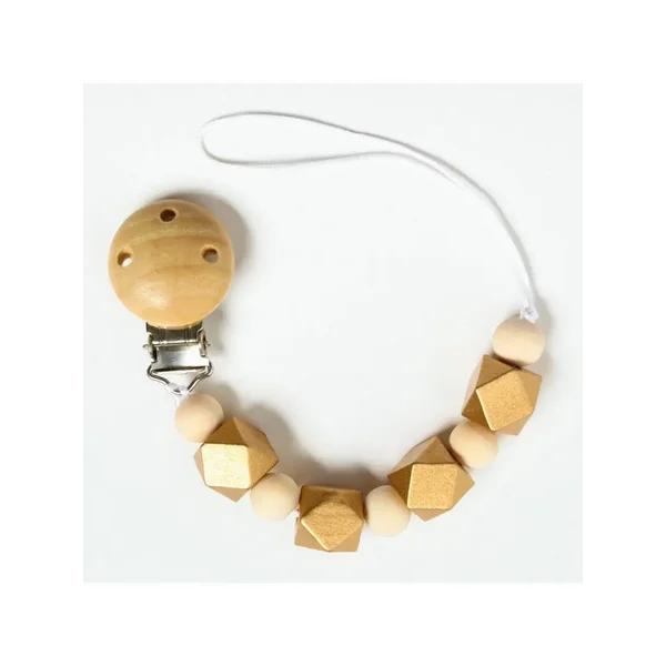 Держатель деревянный для соски-пустышки на цепочке с прищепк