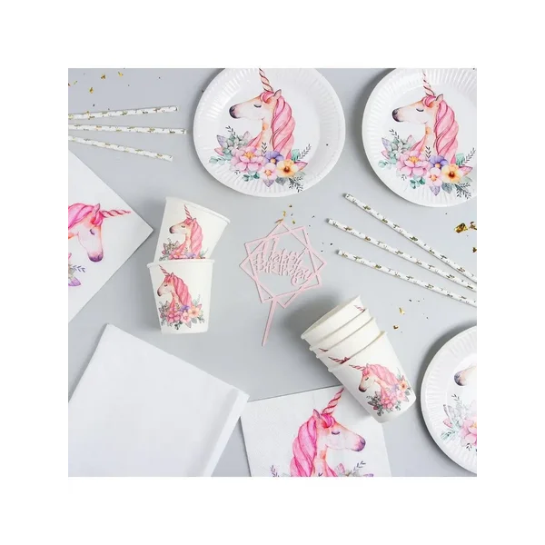 Набор посуды "С Днём Рождения", единорог