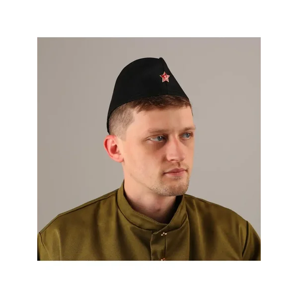 Пилотка со звездой, обхват головы 54-57 см, цвет чёрный