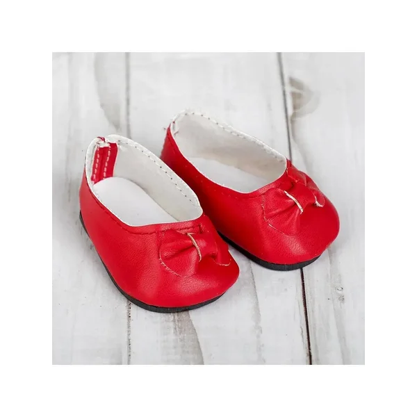 Туфли для куклы "Бантик", длина стопы: 7 см, цвет красный