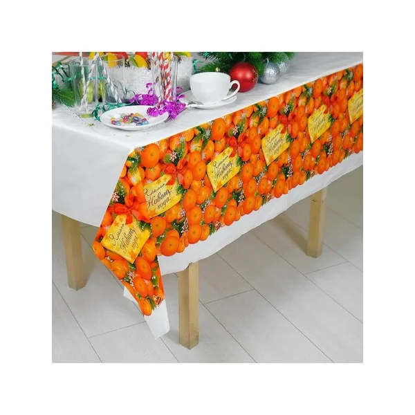 Cкатерть "Яркого Нового года!", мандаринки , 182 х137см