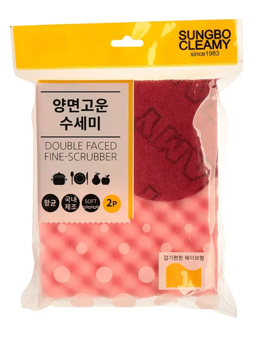 SUNG BO CLEAMY DOUBLE FINE SCRUBBER Губки-скрабберы набор 12 х 8 х 3, 12x8x3