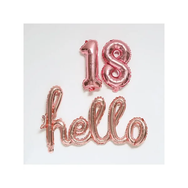 Шар фольгированный "Hello 18" 16",буквы, цвет розаголд