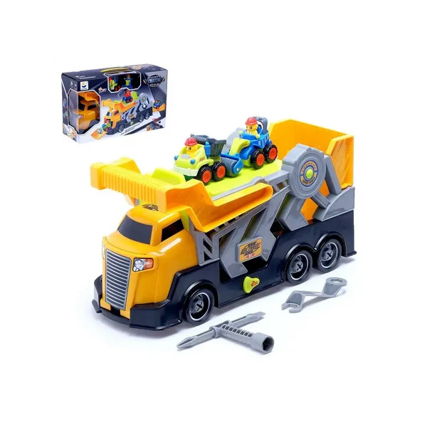 Конструктор винтовой "Автовоз"/ с инструментом /с 3 машинкам