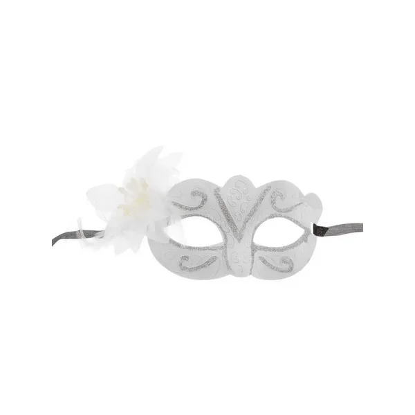 Карнавальная маска с узором, с цветком, цвет белый