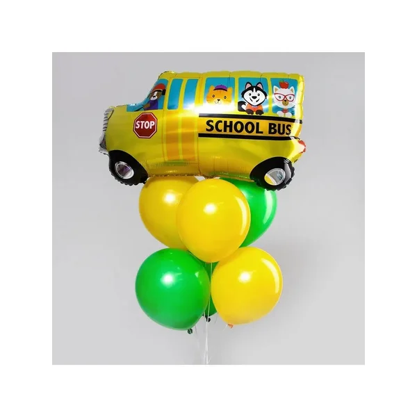 Букет из шаров "Ура, в школу ", фольга, латекс, набор 7 шт.