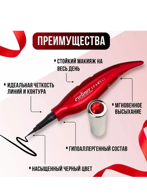 подводки для глаз Подводка жидкая лайнер для глаз, черный, фото 4