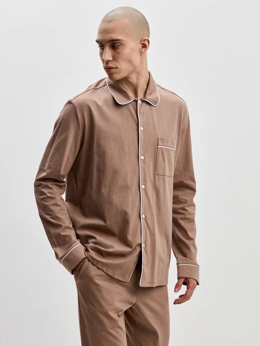 I homewear Пижама классическая со штанами с длинным рукавом, бежевый, фото 7