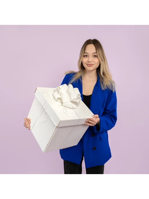 EventBox Бант для подарка розовый 21см, белый, фото 2
