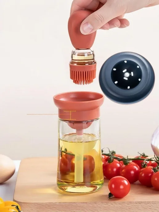 Бутылка для распыления масла и уксуса с кистью 2 в 1, белый, фото 4