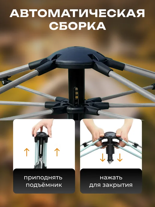 Тысяча звезд Палатка автоматическая туристическая 4 местная, бежевый, фото 3