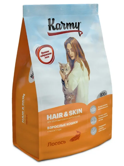 Сухой корм KARMY Кошек Hair для собак, лосось, 0,4 кг, фото 3
