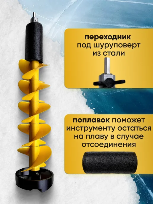 Сила Течения Шнек для ледобура под шуроповёрт пластиковый, вариант, фото 7