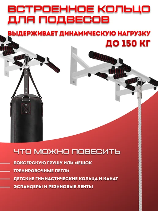 Sportlim Турник настенный разборный "Мультихват" с 4-мя хватами, белый, фото 5