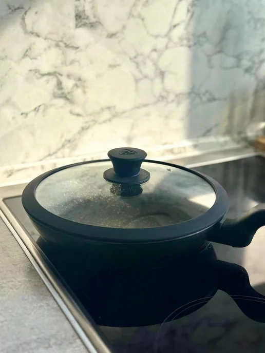 GT Крышка стеклянная с ручкой, 24 см, черный, фото 7