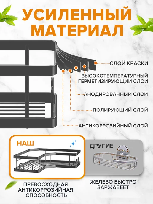 Полка в ванную угловая без сверления 3 шт, 3 шт, фото 3
