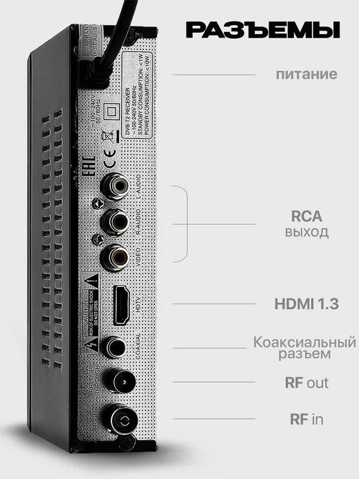 Орбита Приставка для телевизора на 20 каналов OT-DVB28, черный, фото 2