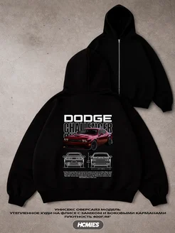 Homies Зип худи оверсайз черный с принтом DODGE y2k