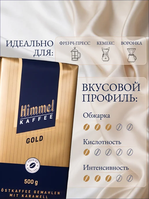 Himmel Kaffee Натуральный кофе молотый Gold Арабика 100% 500г, 500 г, фото 2