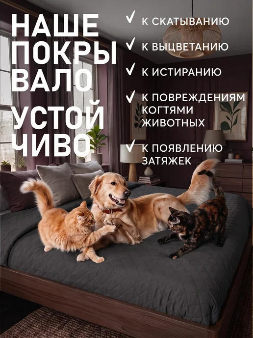 Алиса by Goldtex Покрывало 240х260 двуспальное ультрастеп микрофибра графит, 240x260, фото 4