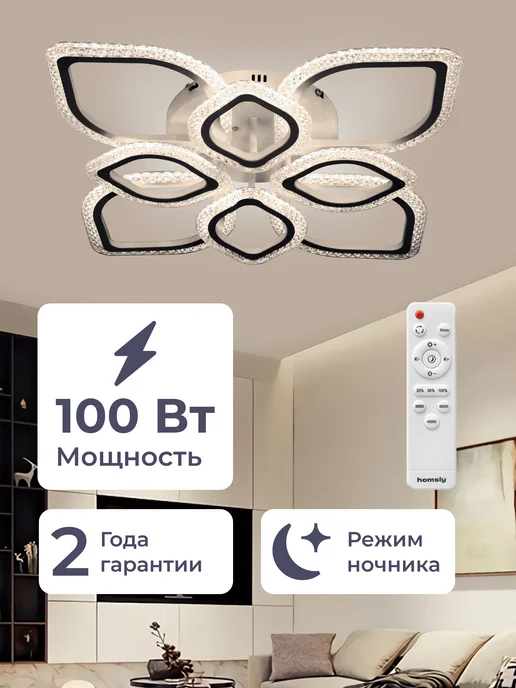Homsly Люстра светодиодная, 100 Вт, с пультом управления ACL_033, 100 Вт