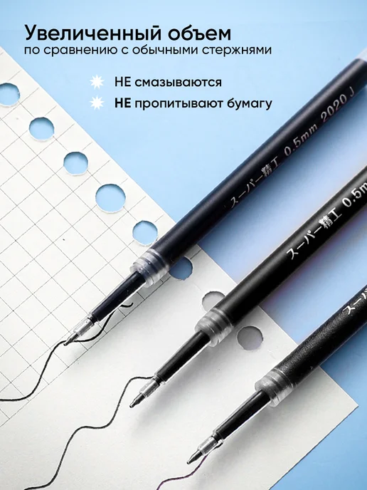 няннян Синие гелевые стержни для ручек 10 шт, 10 шт, фото 2