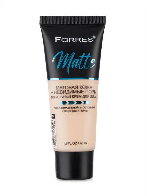 FARRES Тональный крем матовый, тон 04 золотисто-бежевый, золотой, фото 7