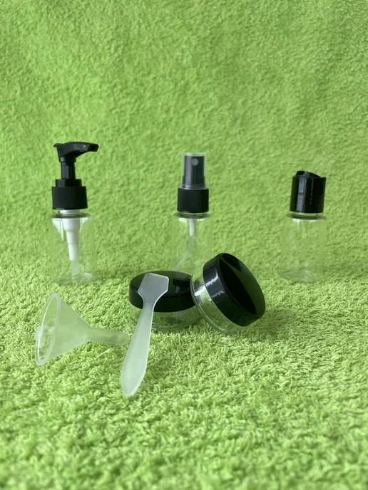 Plast Compact Дорожный набор флаконов и баночек, черный, фото 3