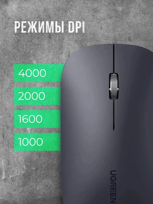 UGREEN Мышь беспроводная MU001, черный, фото 4