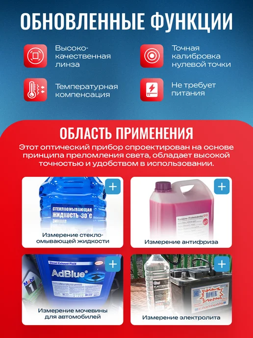 САМОВАРЫЧ.РФ Автомобильный рефрактометр 4 в 1 для тех жидкостей, вариант, фото 2