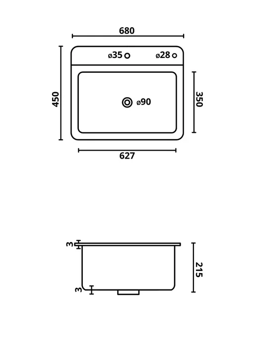 Big House Мойка врезная 68х45х21,5см с сифоном, 68x45x21.5 см, фото 5