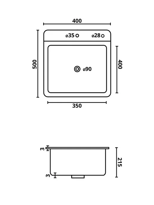 Big House Мойка врезная 40х50х21,5см со смесителем, 40x50x21.5 см, фото 5