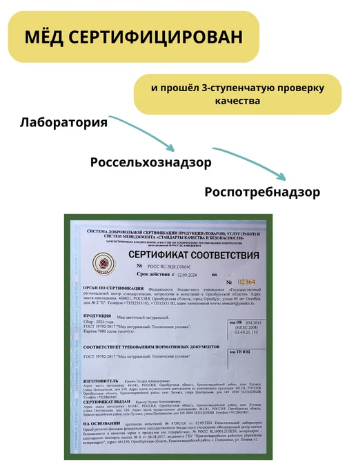 Пасека Крамер Э.А. Мед натуральный цветочный 1 кг сбор 2026 без сахара, 1 кг, фото 5