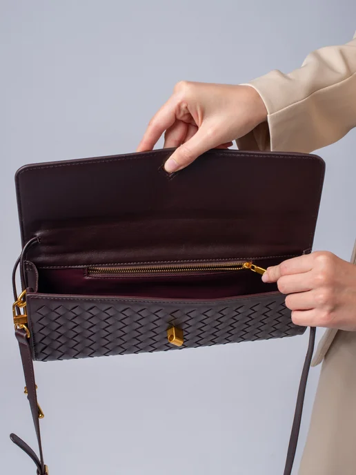 BoxxxStoryBag Клатч плетенный сумка багет, коричневый, фото 3