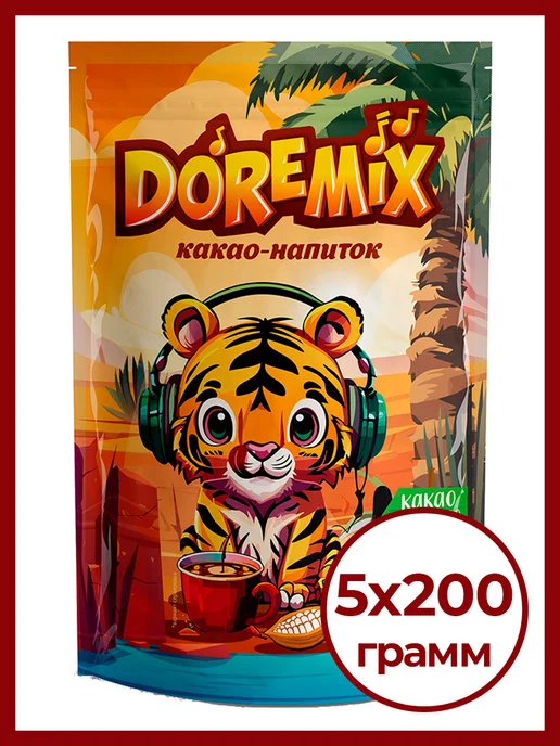 DoReMix Какао-напиток растворимый Доремикс с сахаром 200 гр, 5 шт, 200 г, 5 шт