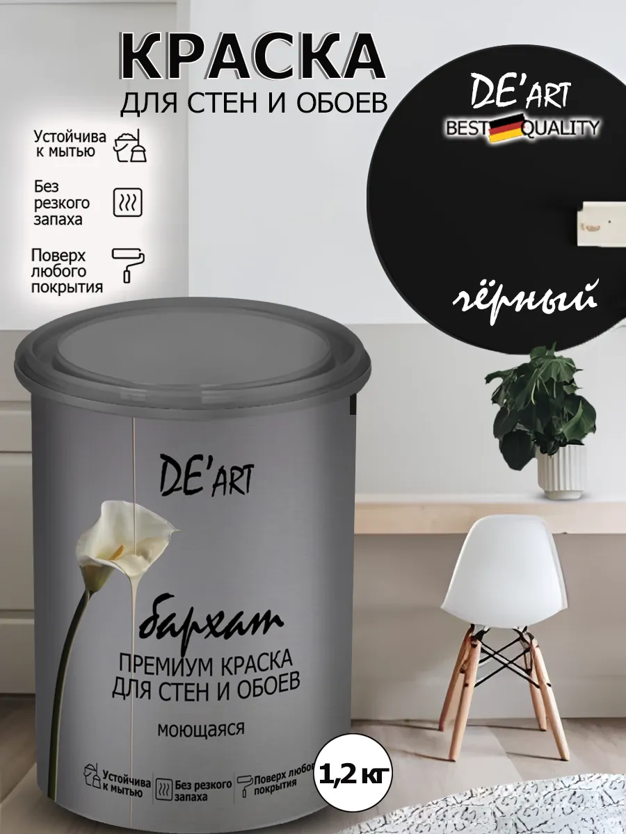 Краска для стен черный 1 ,2кг