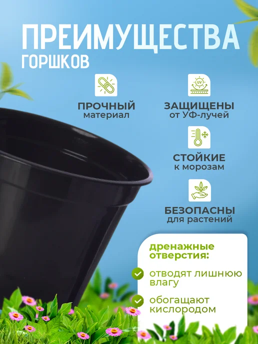 RAFECOFF Горшки для рассады круглые пластиковые, 1 л, 50 шт, фото 3