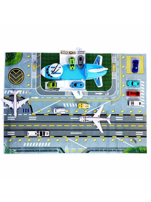 Автоград Парковка-самолет Аэропорт, 13 машинок, 2 самолета, вертолет, вариант, фото 3