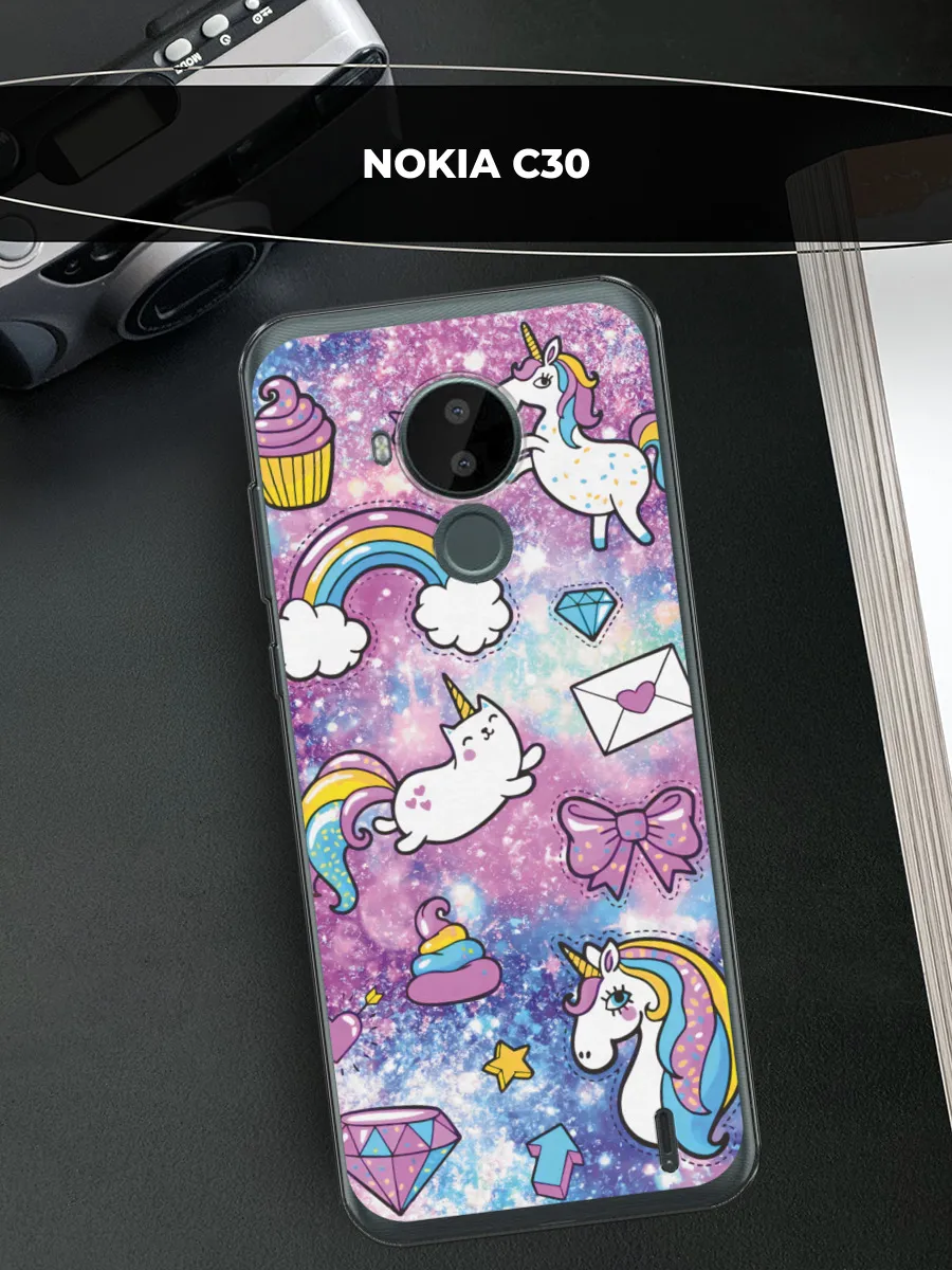 Чехол на Nokia C30 единорог