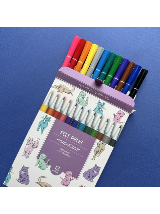 BRUNO VISCONTI Фломастеры для рисования на водной основе 12 шт HAPPYCOLOR, 12 шт, в упаковке 110 г, фото 3
