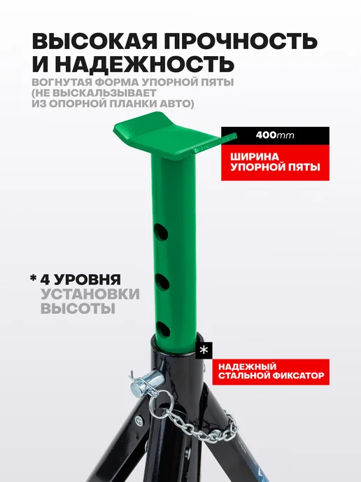Rockforce Подставка под автомобиль страховочная 3т 286-401мм, 2 шт, 2 шт, фото 3