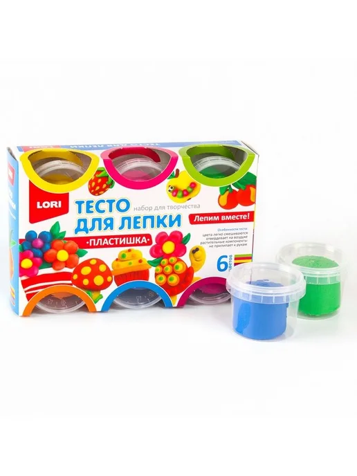 lori Тесто для лепки «Пластишка № 1», 6 цветов по 80 г, 6 цв., 80 г, фото 2