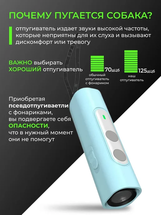 Отпугиватель собак ультразвуковой компактный, голубой, фото 2