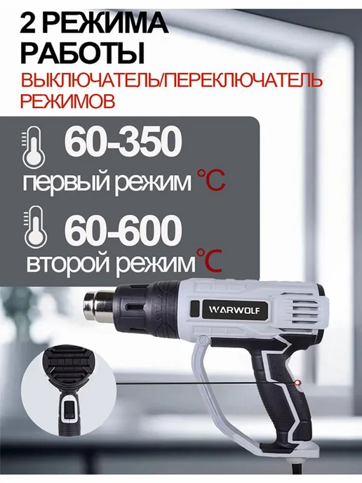Фен строительный с насадками ФЭ-2000КР, синий, фото 2