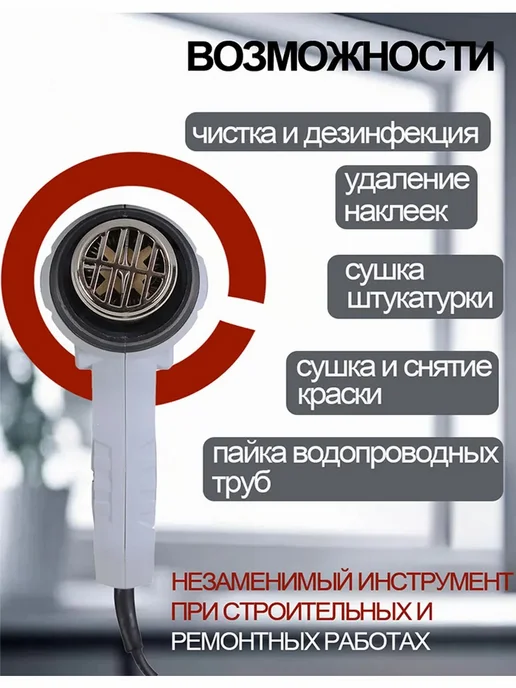 Фен строительный с насадками ФЭ-2000КР, синий, фото 5