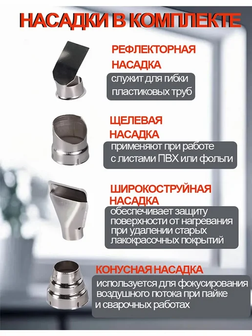 Фен строительный с насадками ФЭ-2000КР, синий, фото 6