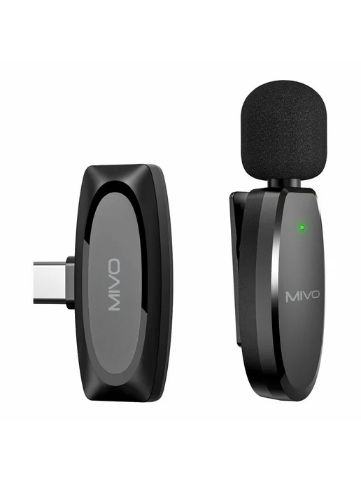 MIVO Беспроводной Bluetooth петличный микрофон для телефона, черный